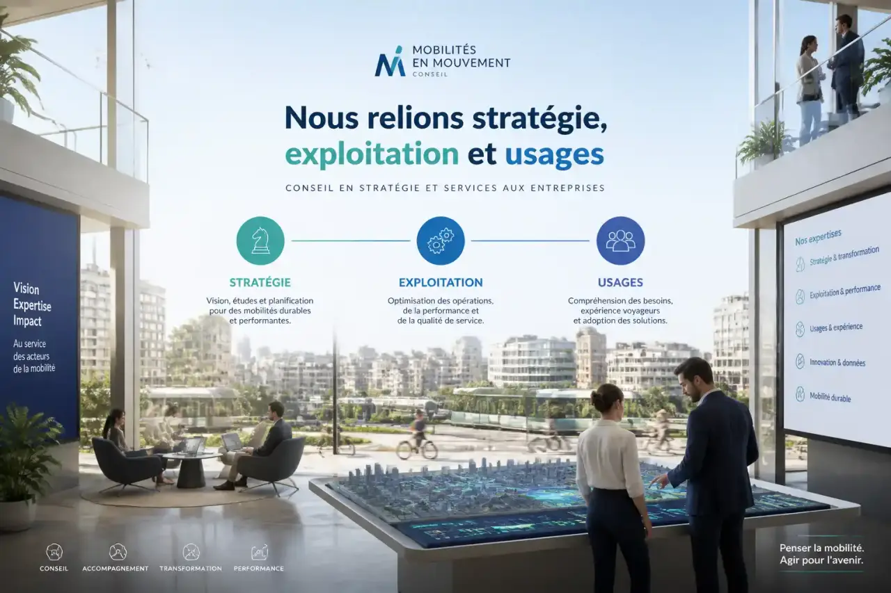 Un cabinet de conseil mobilité relie stratégie, exploitation et usages