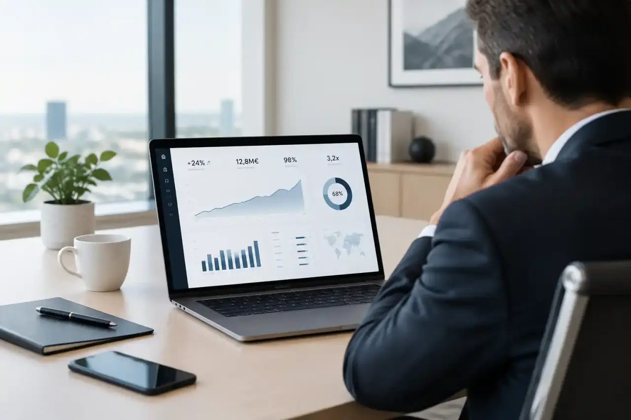 Tableau de bord stratégique présentant des indicateurs de croissance