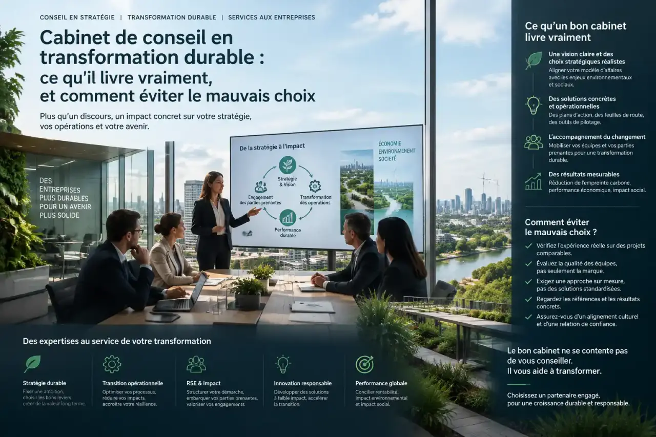Cabinet de conseil en transformation durable : ce qu'il livre vraiment, et comment éviter le mauvais choix