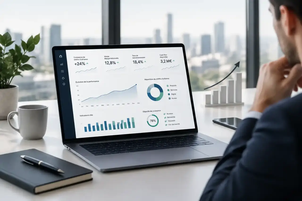 Tableau de bord de croissance présentant des indicateurs de performance