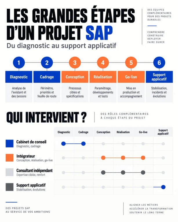 Cabinet de conseil SAP : rôles des acteurs et étapes d’un projet de transformation