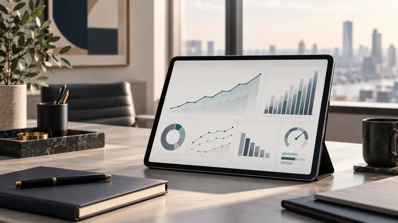 Tableau de bord de pilotage affichant les indicateurs de croissance d'une entreprise