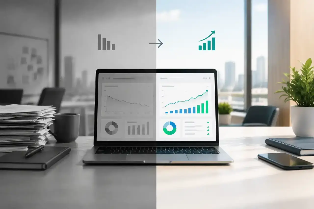 Tableau de bord de performance analysant l'évolution des marges d'une entreprise