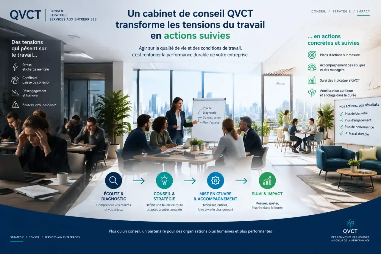 Un cabinet de conseil QVCT transforme les tensions du travail en actions suivies